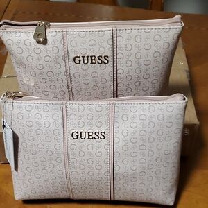 GUESS Pink Logo Women's Cosmetic Bag SET.